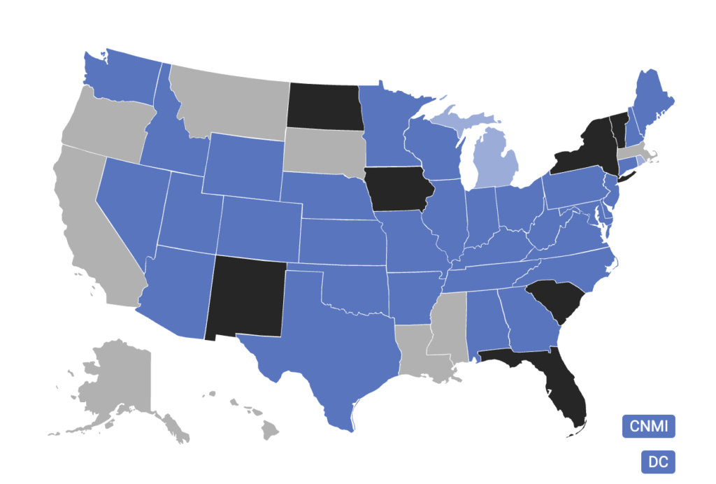 map of PSYPACT participating states